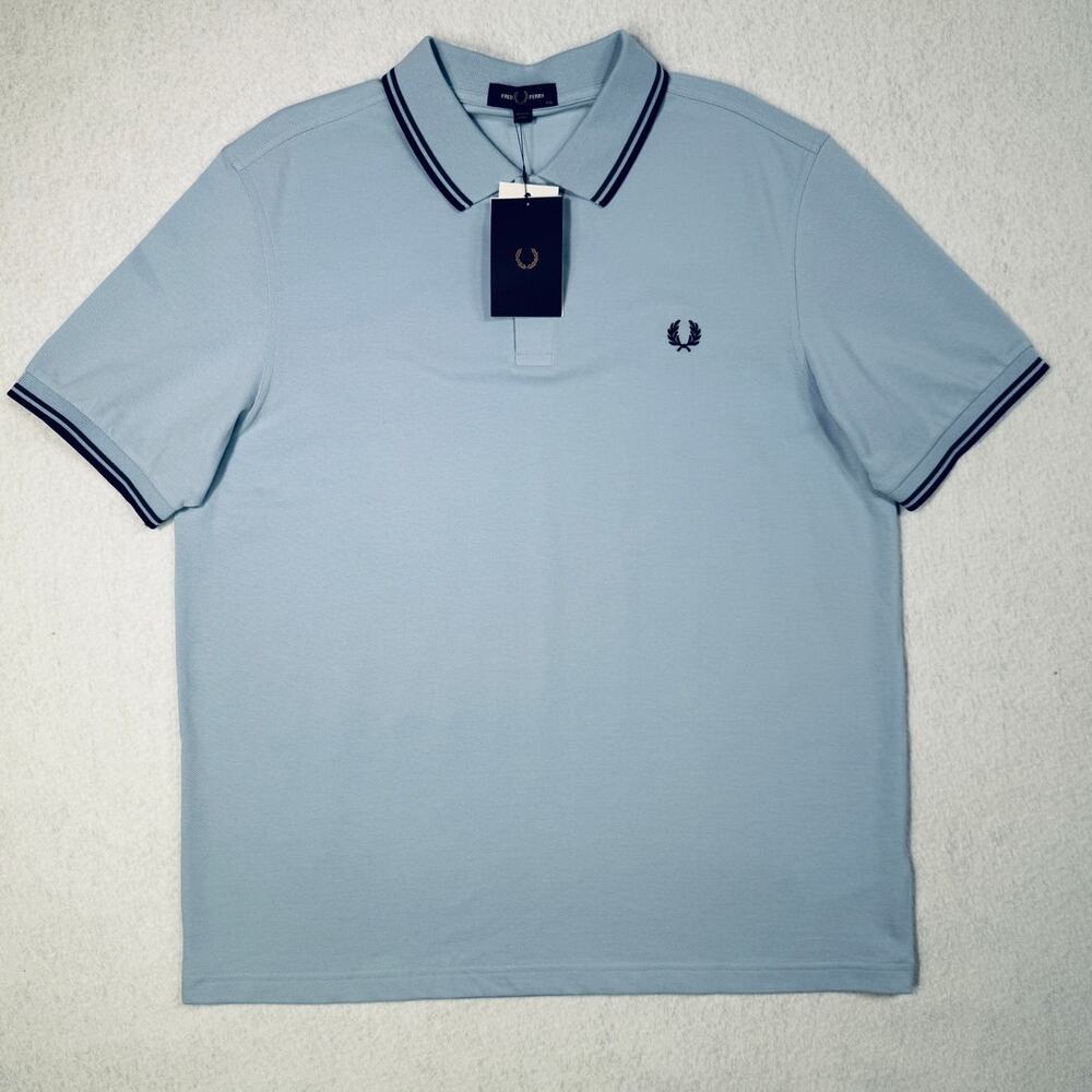 Fred Perry Short Sleeve Slim Fit Twin Tipped Polo Shirt, blue XXL $110
